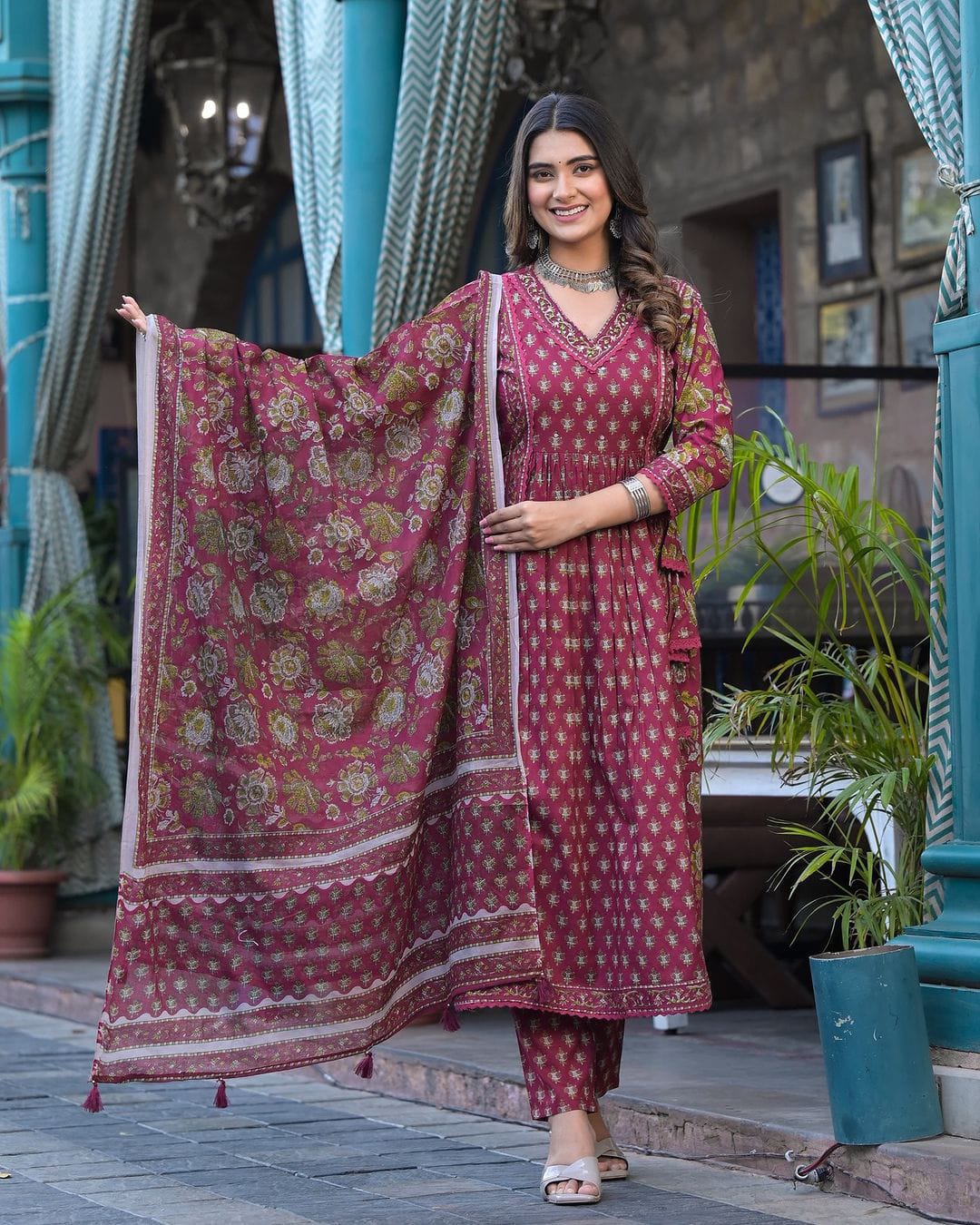 Akshar Afghani Printed Cotton Kurti With Bottom Dupatta Wholesale Clothing Distributors In India